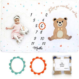 Baby Monthly Milestone Blanket 60X40 Baby Shower